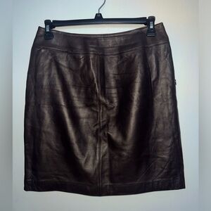 A Lord & Taylor Brown leather skirt, size 10.